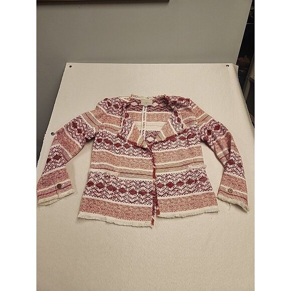 Loft Fiesta Jacket Tweed Blazer Draped Collar Unlined Fringe Trim Womens 2 - Picture 1 of 6